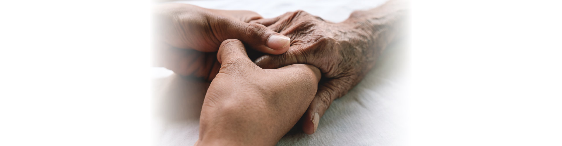 younger person's hand holding an elderly person's hand